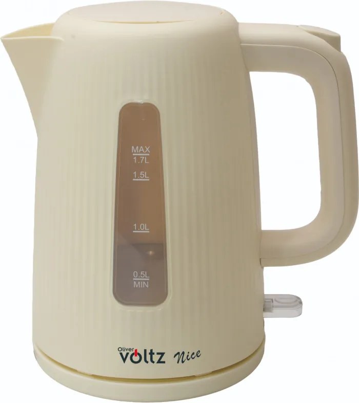 Cana electrica Oliver Voltz Nice OV51230PR, 2200 W, 1,7 l, Baza rotativa la 360°, Protectie impotriva functionarii fara apa, Indicator luminos, Filtru, Crem