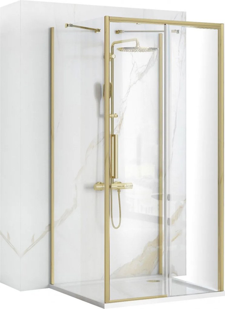 Cabina de dus de perete REA Rapid Slide Brush Gold
