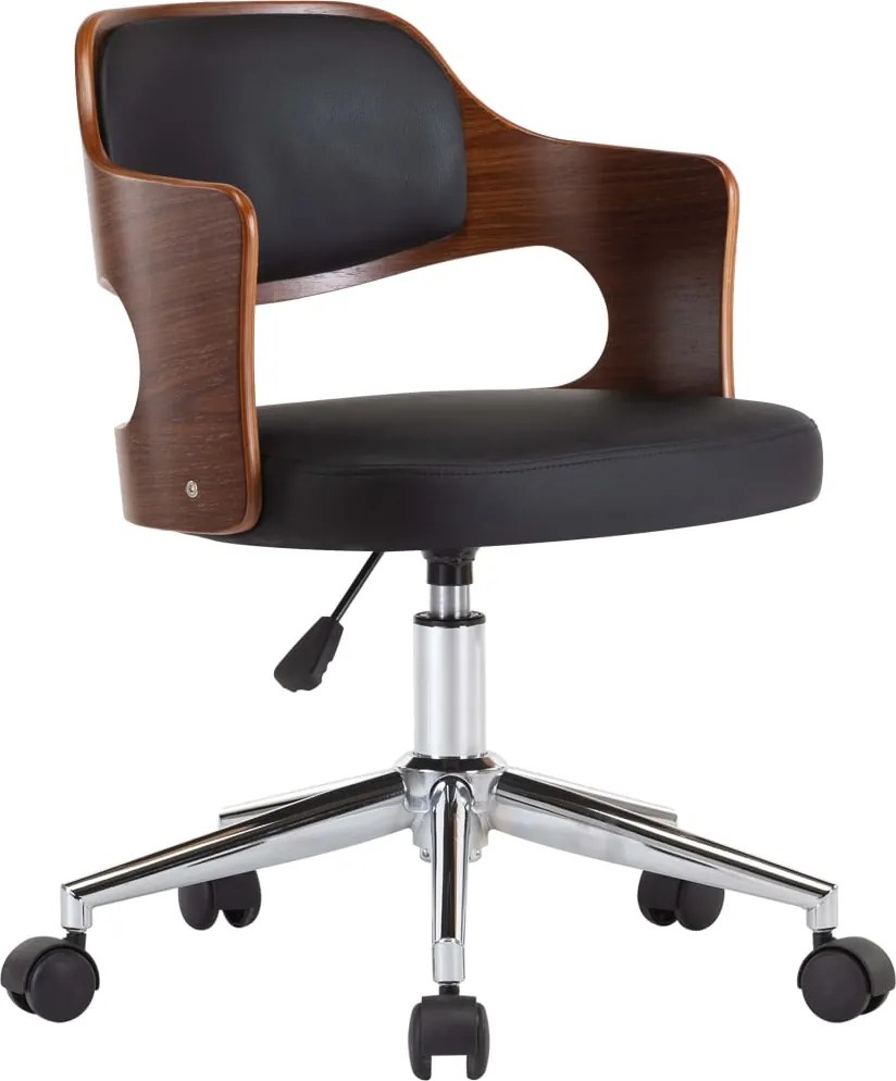 vidaXL Scaun de bucătărie pivotant negru lemn curbat & piele ecologică