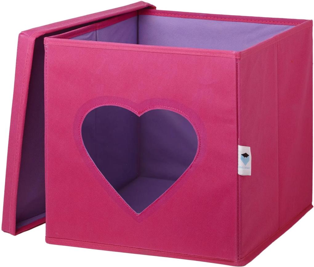 Cutie cu capac pentru depozitare roz - Heart