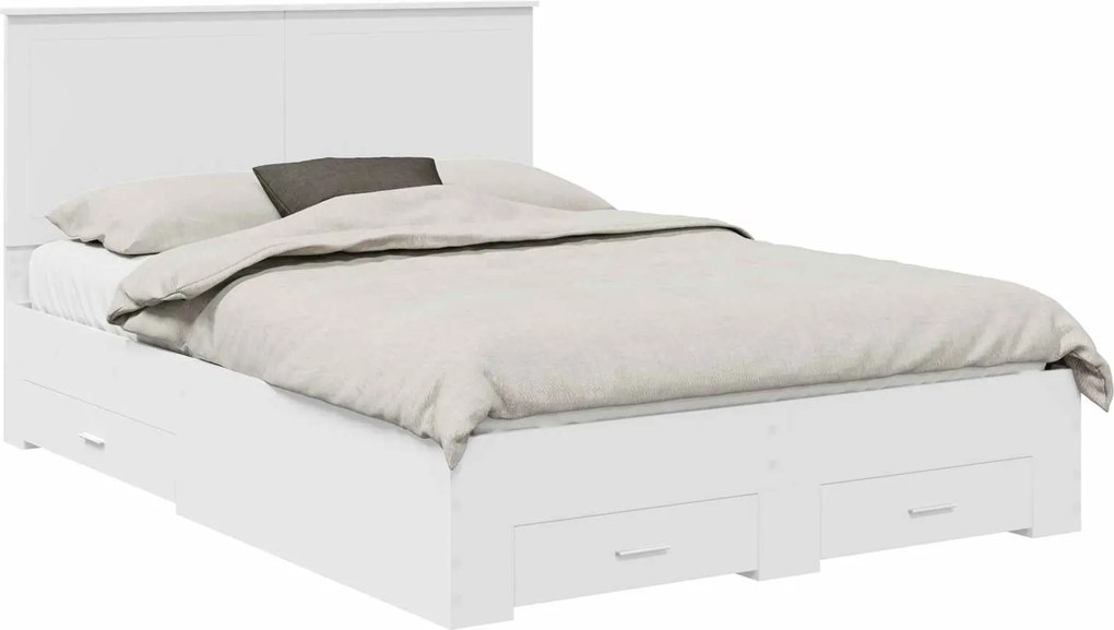 vidaXL Cadru de pat cu headboard Alb 140 x 200 cm Lemn compozit