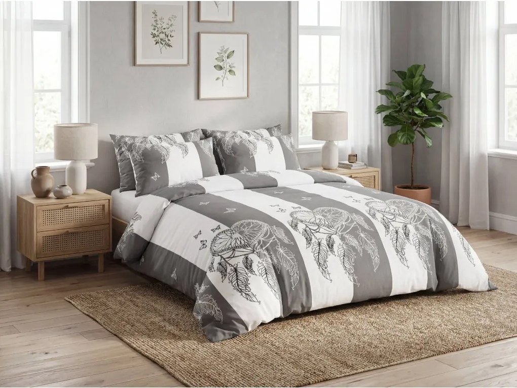 Lenjerie de pat din microfibra TIRSO gri-alb Dimensiune lenjerie de pat: 70 x 90 cm | 140 x 220 cm