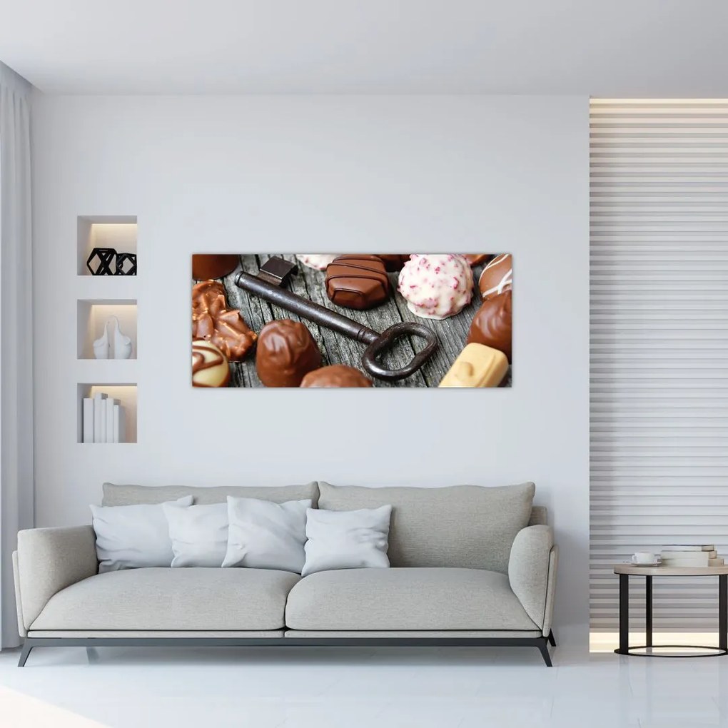 Tablou cu ciocolată și chei (120x50 cm)