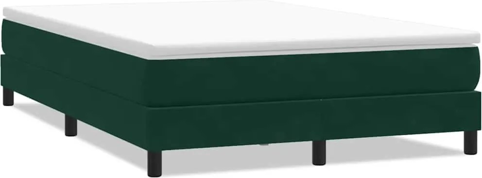 vidaXL Pat cu arcuri fără saltea verde închis 140x220 cm catifea