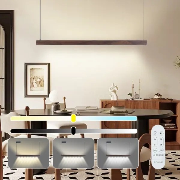 Immax NEO 07300L-LED Lustră dimabilă suspendată pe cablu MADEIRA 26W/230V Wi-Fi Tuya 122 cm nuc