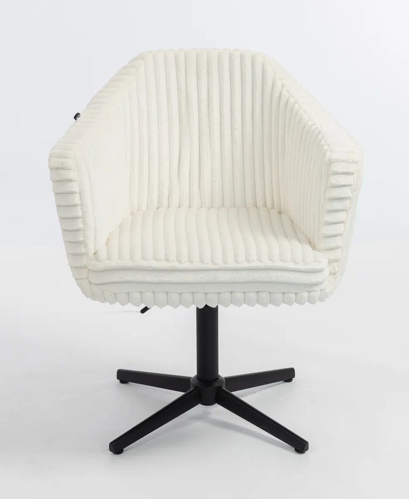 HR832CROSS Scaun Alb Teddy Cord cu Bază Neagră