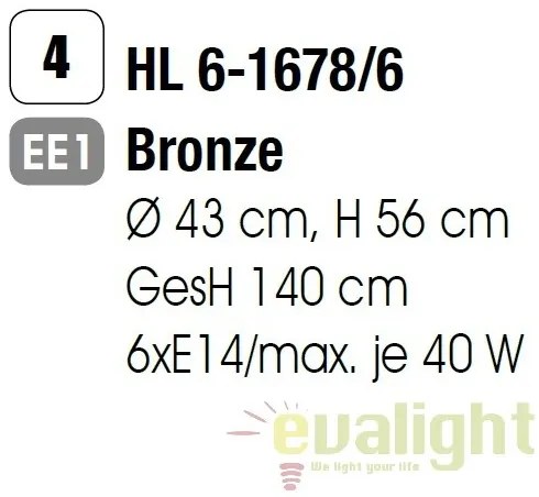 Lustra / Pendul design rustic Bruno HL 6-1678/6 bronze OR