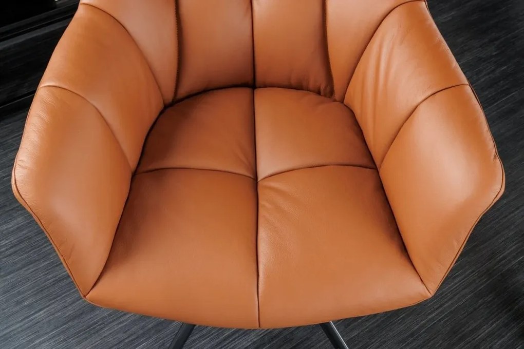 Set 2 scaune pivotante Papillon, piele coniac