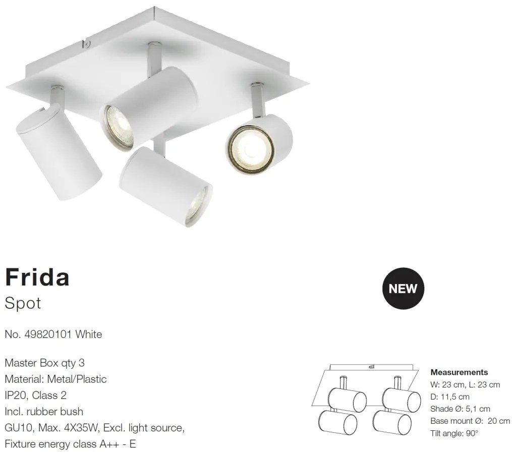 Plafoniera cu spoturi directionabile design nordic Frida 49820101 NL