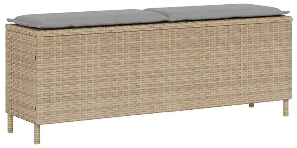 vidaXL Bancă de grădină cu pernă Bej 110x30x40,5 cm Poly Ratan