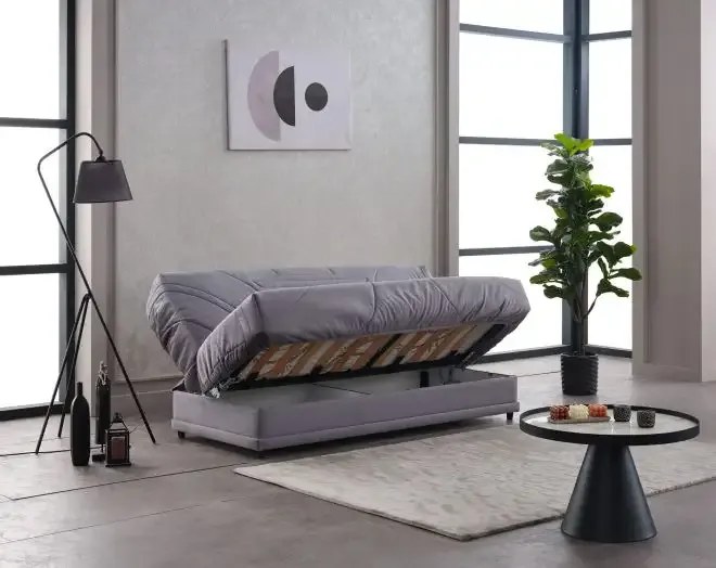 Canapea extensibila cu saltea relaxa si husa detasabila Genova, gri