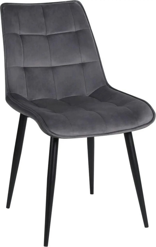 Scaun RON, gri inchis/negru, stofa catifelata/metal, 48x62x87 cm