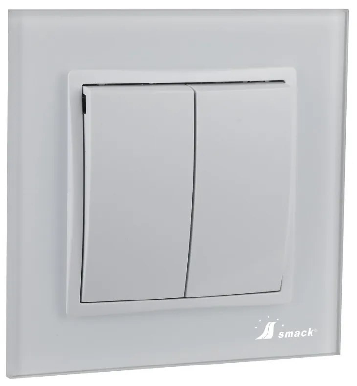 Intrerupator Dublu Elit'S, Rama Sticla,10A,IP20, Sf8002 fkw,Rama Sticla, Alb