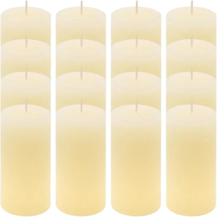 Set de lumânări rustice, 10 cm, Ø 5 cm, crem, 16 buc