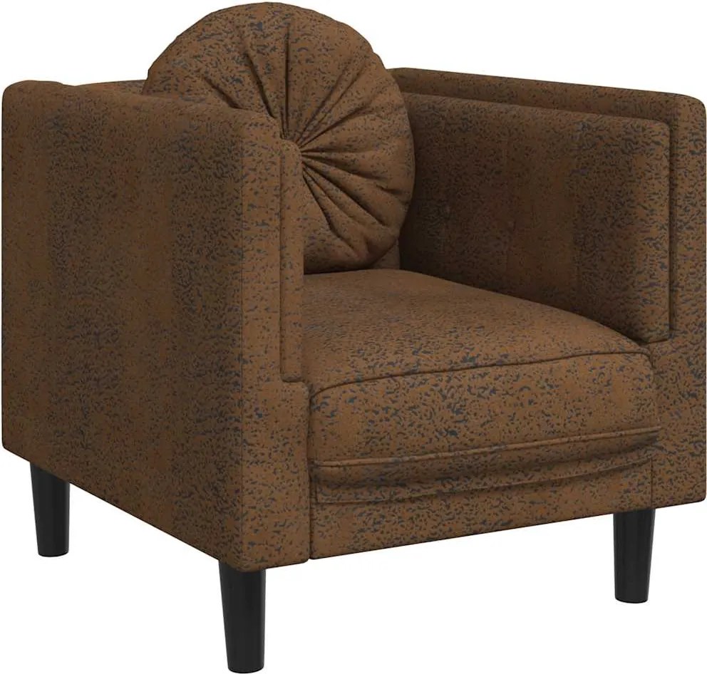 vidaXL Fotoliu canapea cu pernă, maro, piele întoarsă ecologică