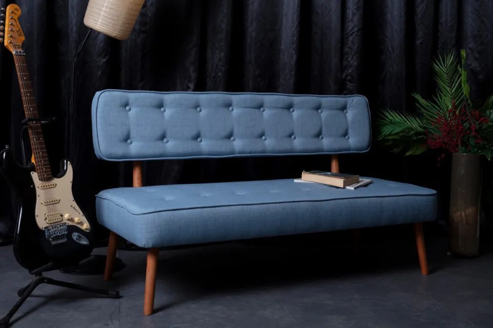 Canapea 2 Locuri, Lemn Solid, Westwood Loveseat, Albastru Indigo