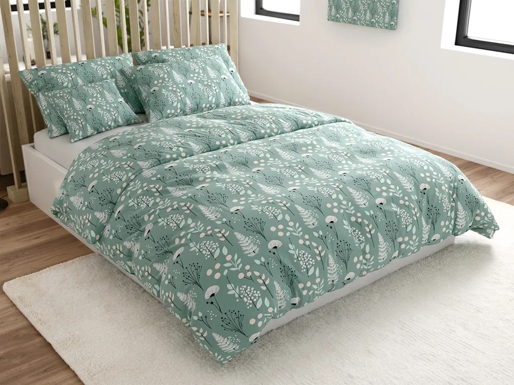 Lenjerie de pat din bumbac WILD FLOWERS mentolove Dimensiune lenjerie de pat: 70 x 90 cm | 140 x 220 cm