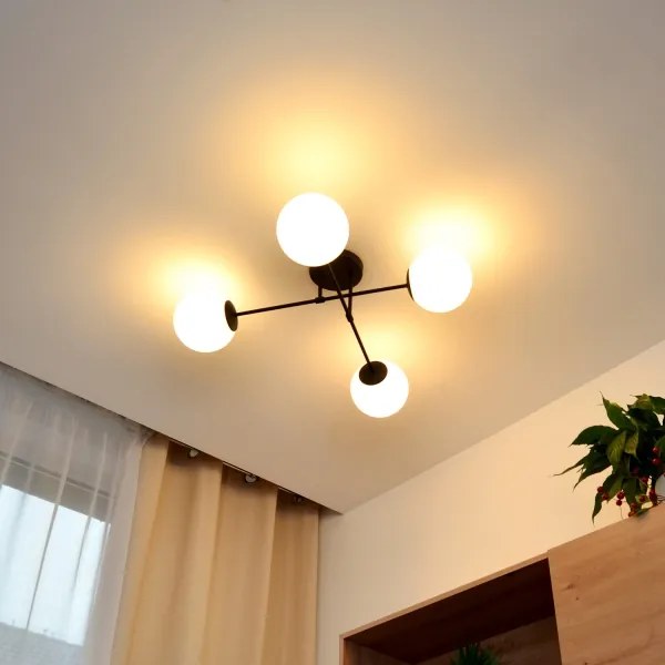 Lustră aplicată MOON 4xE27/15W/230V negru