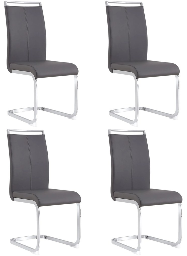 Set de 4 scaune de sufragerie cantilever, Gri | Aosom Romania