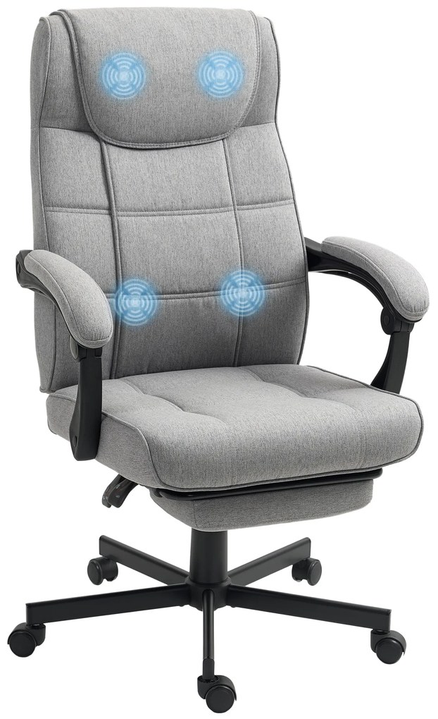 HOMCOM Scaun de birou cu funcție de masaj Scaun șefesc ergonomic cu funcție de relaxare Suport pentru picioare Gri | Aosom Romania
