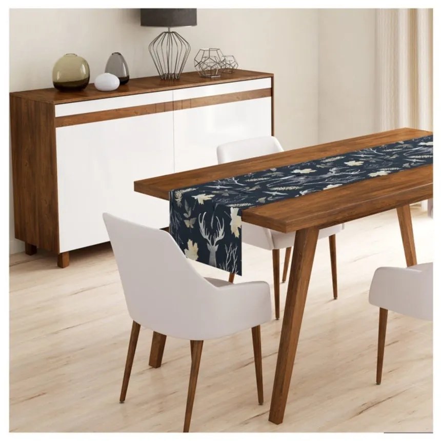 Set 4 fețe de pernă și un napron de masă cu model de Crăciun Minimalist Cushion Covers Christmas Forest