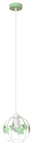 Lustră pe cablu pentru copii STARS 1xE27/15W/230V verde/alb