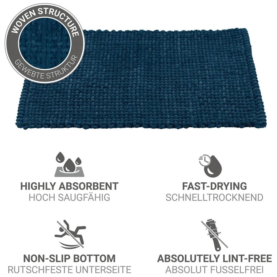 Covoraș de baie albastru închis din material textil 50x80 cm Covelo – Wenko