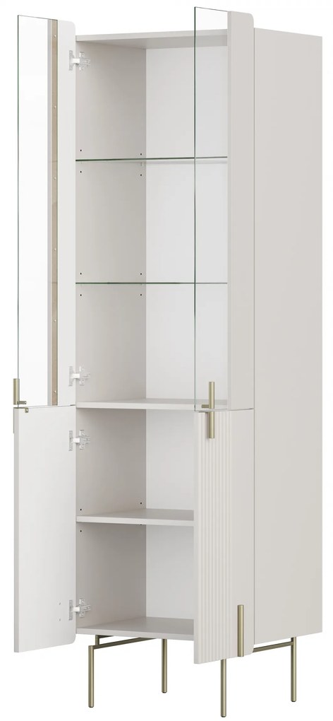 Vitrina Malmi 60 cm pe bază de metal - cașmir / crem bianca / picioare aurii