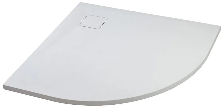 Cagliari White 80x80x2,6 cm Cădiță de duș semicirculară, SMC, cu sifon inclus