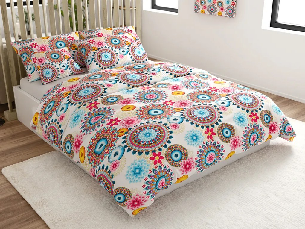 Lenjerie de pat din microfibra GEOMANDALA colorata Dimensiune lenjerie de pat: 2 buc 70 x 90 cm | 200 x 220 cm