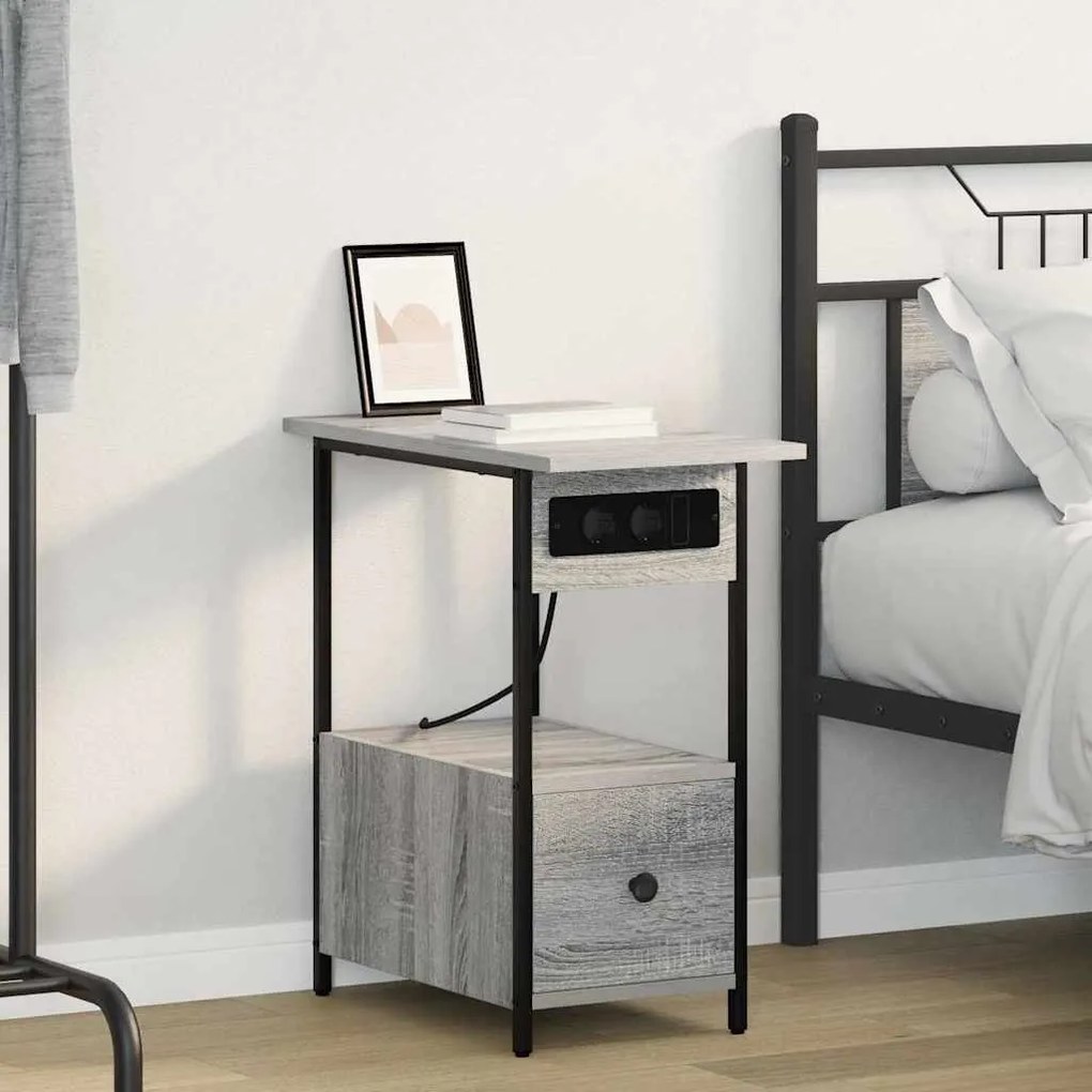 vidaXL Dulap de noapte sonoma gri 60 x 30 x 61 cm Lemn compozit