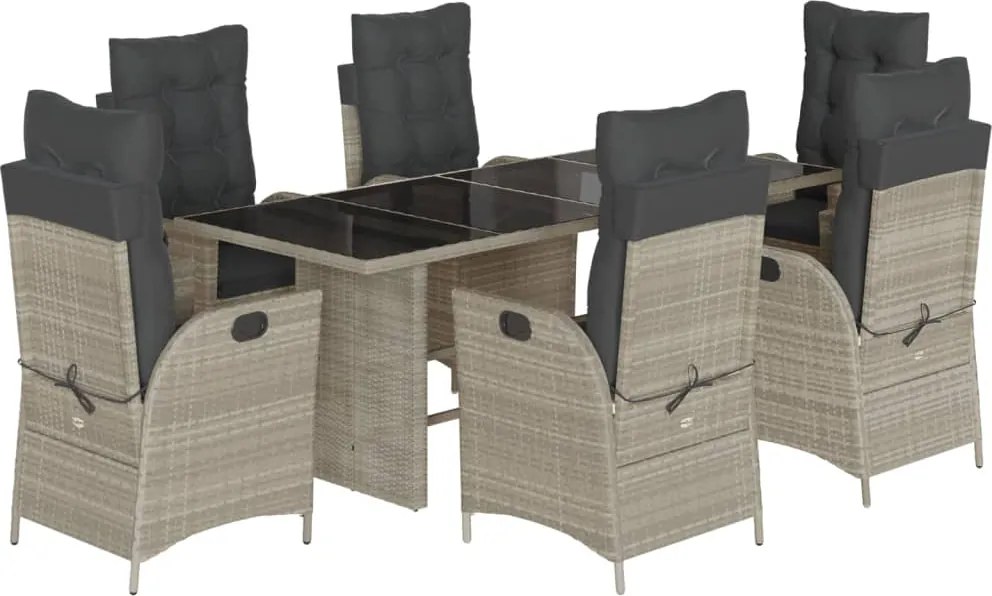 vidaXL Set mobilier de grădină cu perne, 7 piese gri deschis poliratan