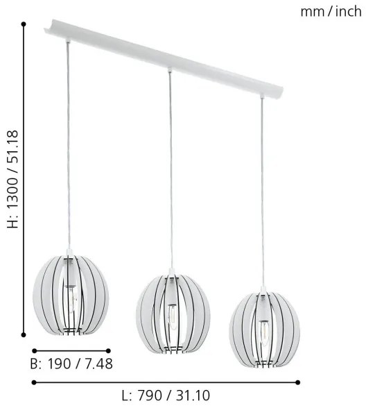 Eglo 94444 - Lustra COSSANO 3xE14/40W/230V