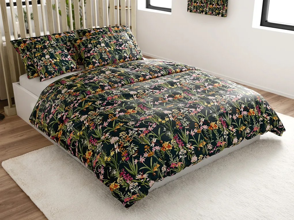 Lenjerie cocolino MYSTIC GARDEN verde inchis Dimensiune lenjerie de pat: 2 buc 70 x 90 cm | 200 x 220 cm