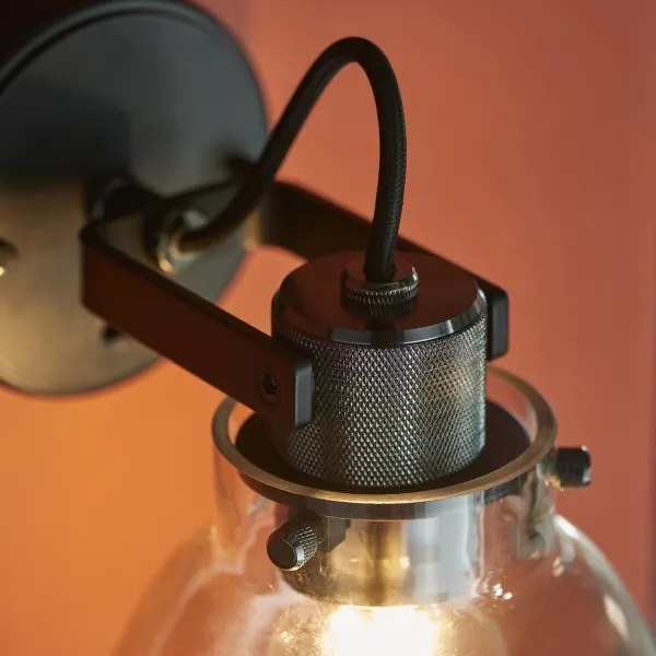 Endon 107011 - Aplica de perete cu spot URBAN 1xE27/10W/230V negru/fumuriu