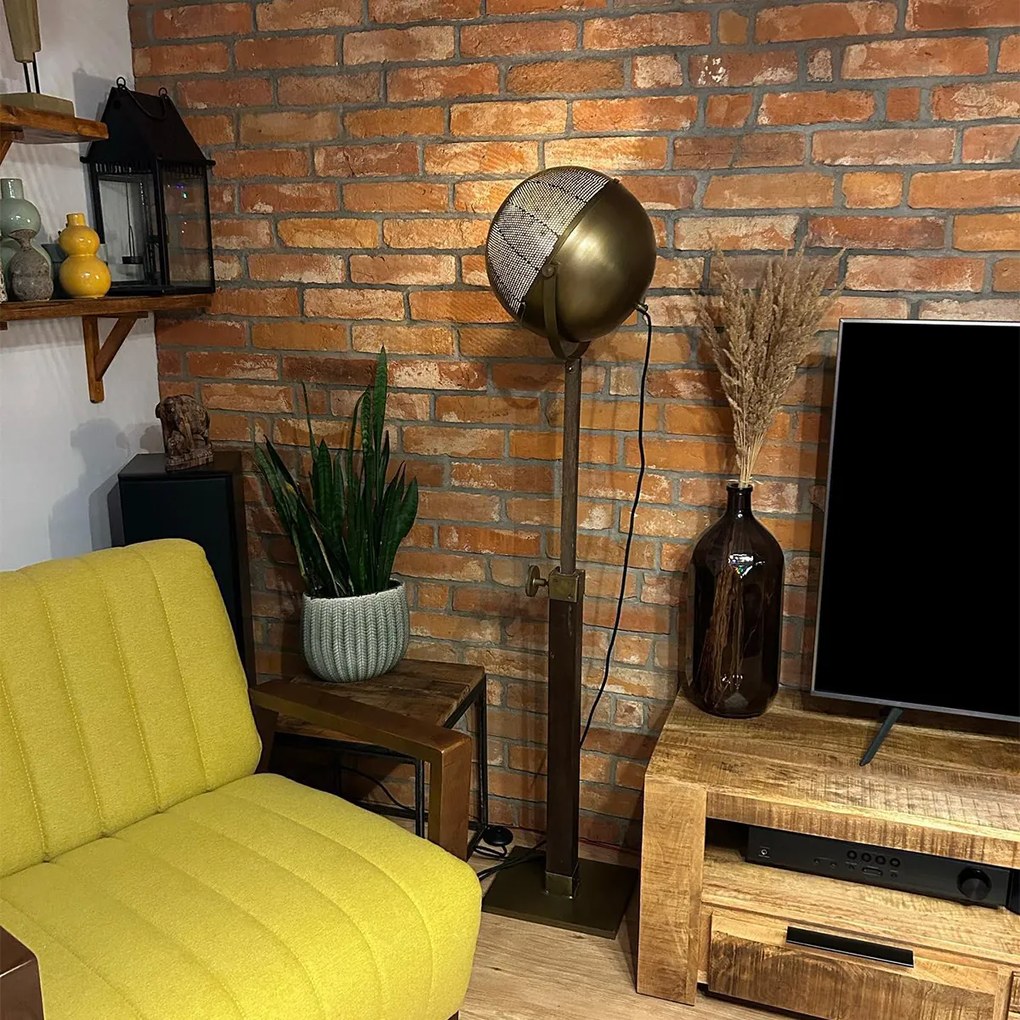 Lampă de podea industrială din bronz cu lemn reglabil - Haicha