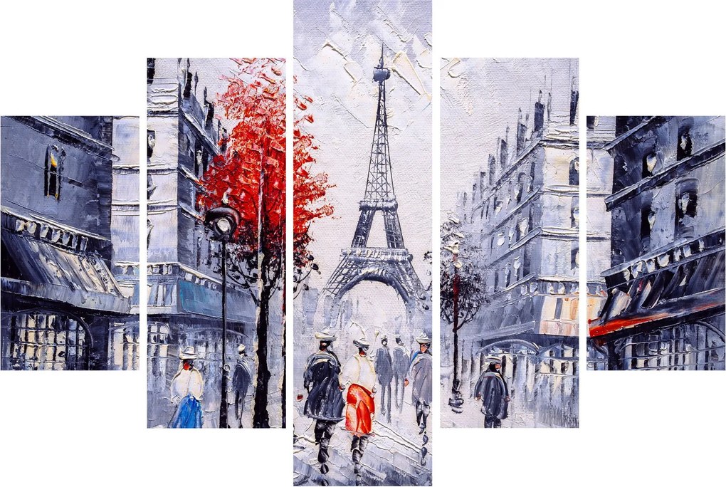 Tablou - Străzi din Paris, pictură în ulei (150x105 cm)