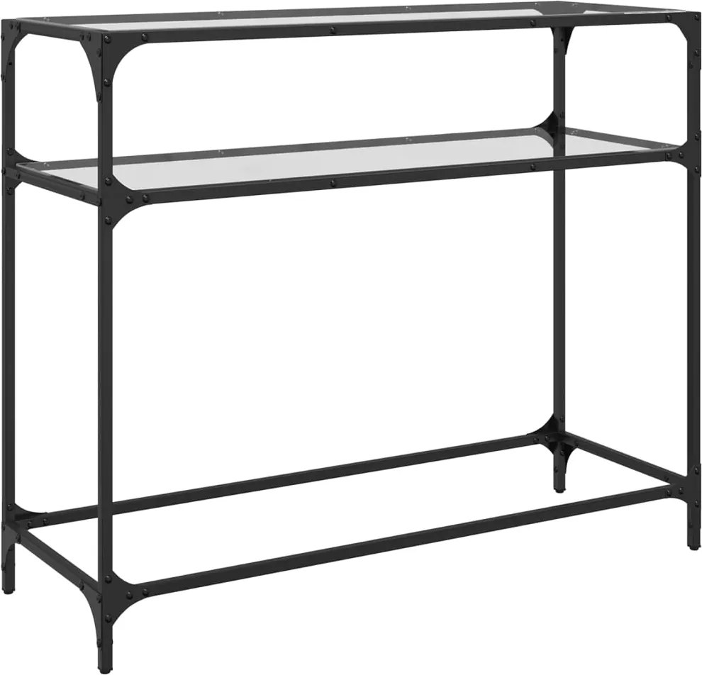 vidaXL Măsuță de cafea, blat din sticlă transparentă, 98x35x81 cm oțel