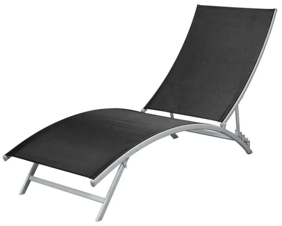 42866 vidaXL Șezlong de plajă, negru, oțel și textilenă