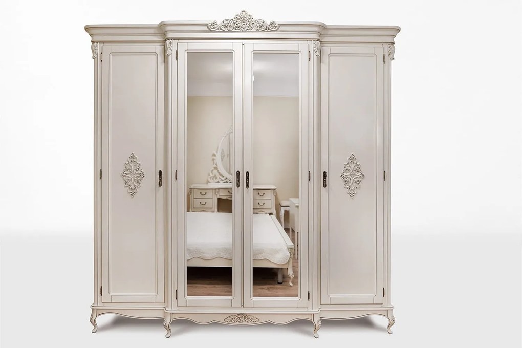 Dulap lemn masiv 4 usi Isabel, 235 × 68 × 237 cm