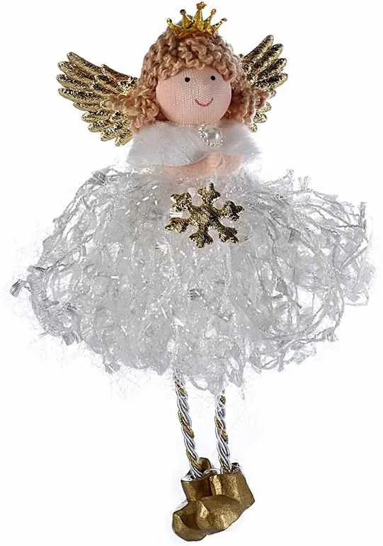 Ornament brad Inger alb cm 7 x 15 H