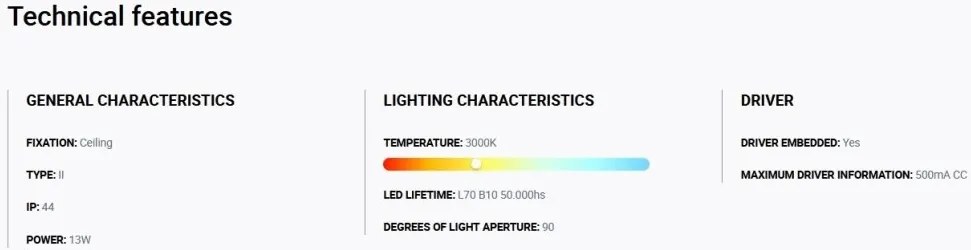 Spot LED incastrabil recessed white 13W 18cm 90 grade 3000K CRI90