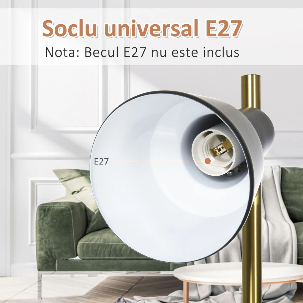 Lampa de podea de 150 cm cu 3 abajururi reglabile, baza rotunda, metal, bronz, 32x32x150 cm HOMCOM | Aosom RO
