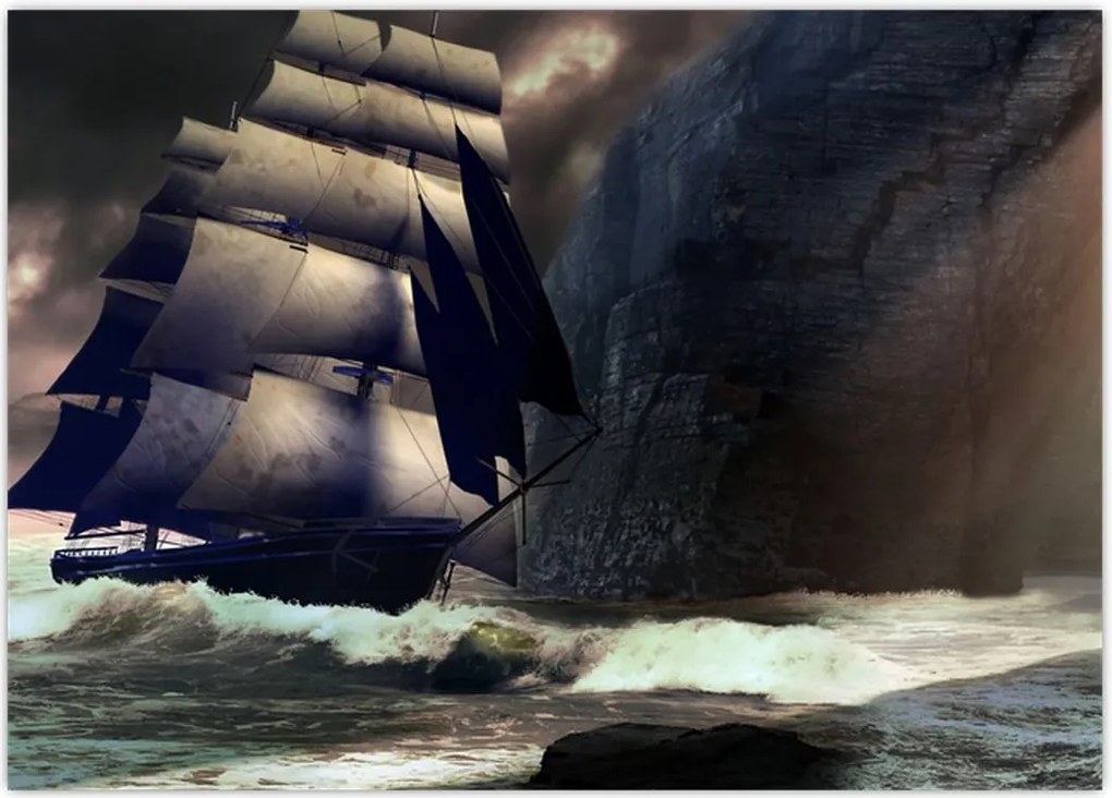 Tablou - Navă printre recife (70x50 cm)