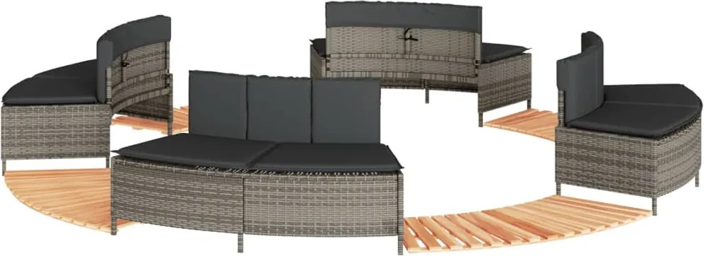 vidaXL Împrejmuire cadă cu hidromasaj, gri, poliratan / lemn acacia