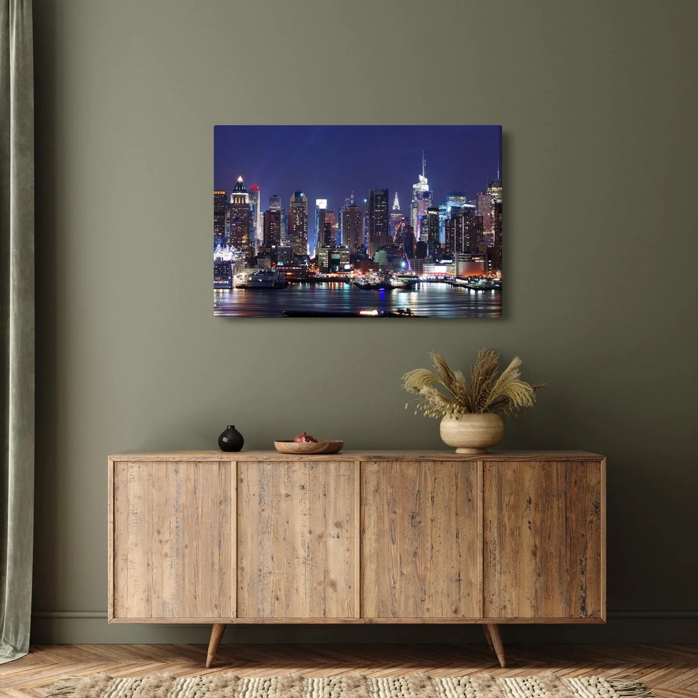 Tablou - Zgârie-nori din New York iluminate (90x60 cm)