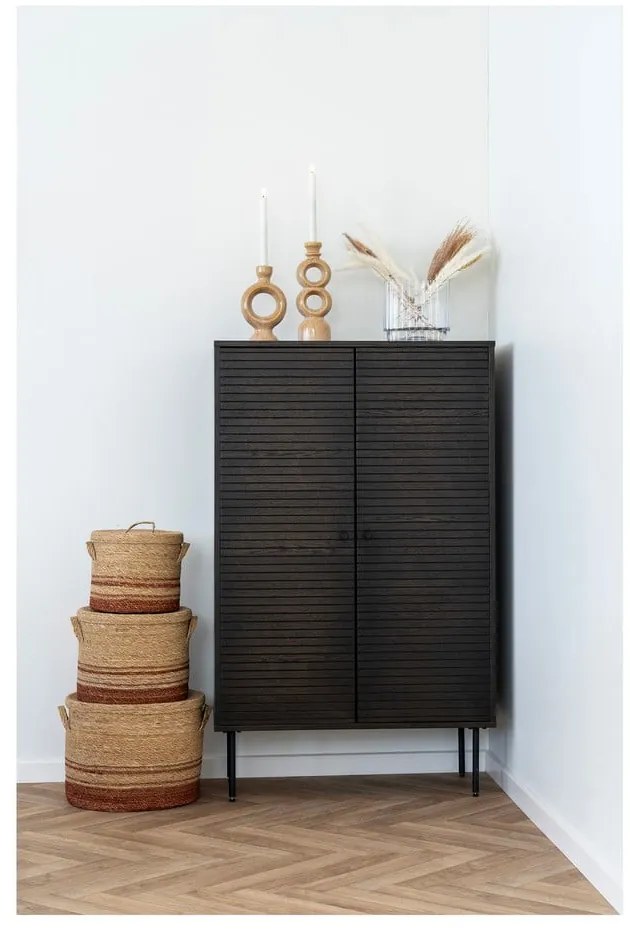 Dulap maro închis cu aspect de lemn de stejar 80x130 cm Kyoto – House Nordic