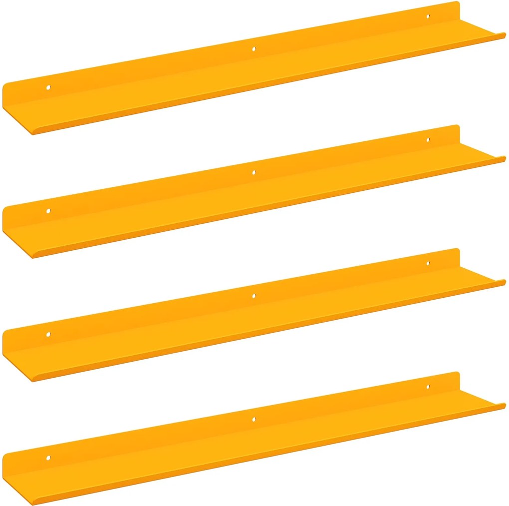 vidaXL Raft suspendat 4 pcs Galben muștar 60 x 9 x 2,5 cm Oțel