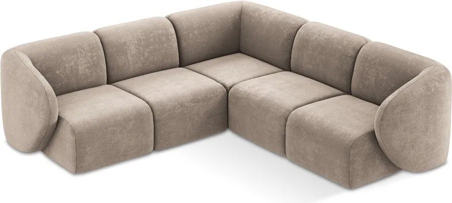 Colțar maro deschis cu tapițerie din chenille Lani – Makamii