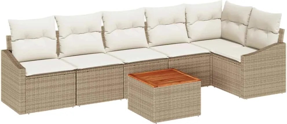 vidaXL Set de canapele pentru grădină 7 pcs Bej și crem poliratan